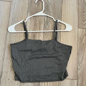 Black and White Plaid Cropped Tank Top